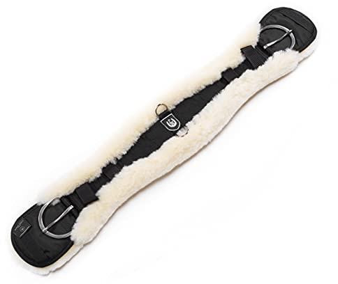 CHRIST Sottopancia Cavallo Western Asimmetrico in Pelle di Agnello Cinghia Anatomica e Corta per Monta Western in Pelle Naturale – Colori Nero-Naturale, Lunghezze 85 cm