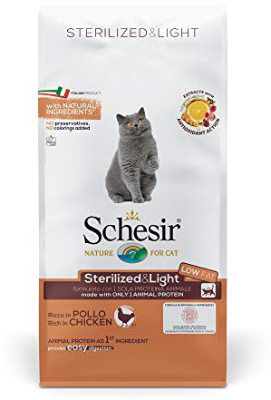 Schesir Cat Sterilized Huhn, Katzenfutter trocken für sterilisierte Katzen, Beutel, 10 kg