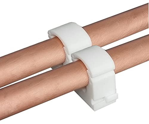 100 Pack of 15mm Single Hinged Wrap-Over Interlockable Plastic Pipe Clips for Copper or Pushfit Pipes