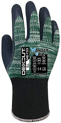 Wondergrip - Dexcut - WG-733 Safety Gloves - HDML Coating - Medium to Heavy Cut Protection - Anti-Wear & Thermal Hazard Protection - High Grip - Durable Latex - Green - X Large