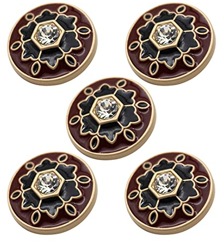 5 pièces boutons en métal strass boutons de couture vintage manteaux ronds veste blazer boutons pour bricolage artisanat rouge