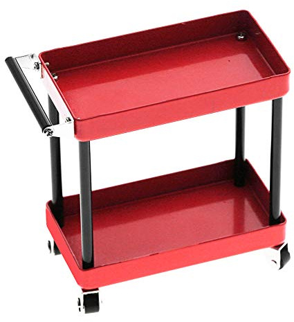 Carrello per Attrezzi per Auto RC, Supporto per Vassoio per Carrello per Simulazione di 2 Livelli RC, Portaoggetti Mobile per Garage per Officina Mobile per Modelli in Scala 1/8 1/10 1/12 1/16(rosso)