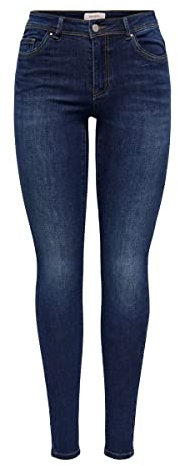 ONLY Damen Onlwauw Mid Sk DNM Bj581 Noos Jeans, Dark Blue Denim, L / 32L EU