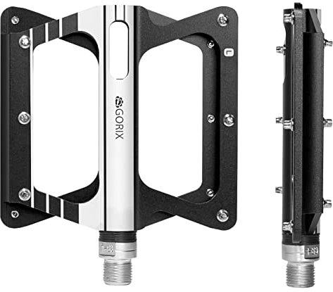 GORIX Fahrrad-Flachpedale, breites CNC-3-B-Lager, Aluminium, leicht, mit rutschfestem Stift, Spike, Rennrad, Mountainbike, Fahrrad (GX-FF306)