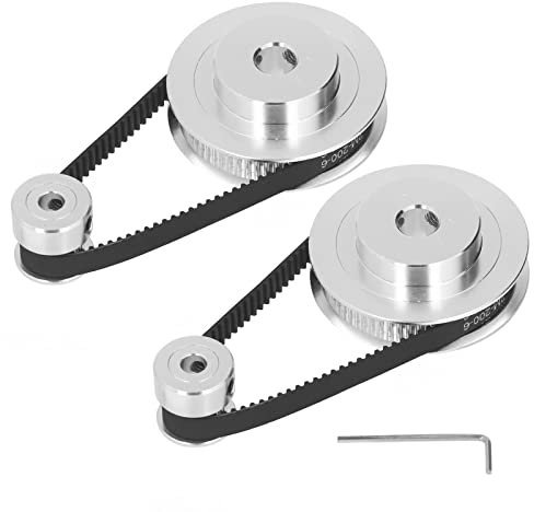 2er-Pack Synchronrad – 20T 60T Elastischer Geschlossener Zahnriemen, Steuerriemenscheibe aus Aluminiumlegierung, 200mm Länge, 6mm Breite(20 t 5 mm (0,2 Zoll) Plus 60 t 8 mm (0,31 Zoll))