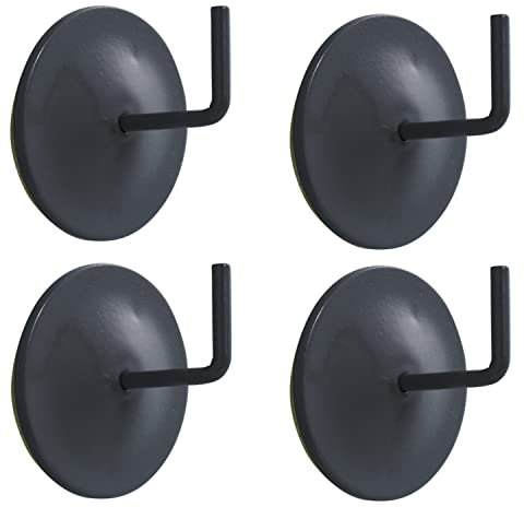MACOSA U1900482_x2 Vitragestangen-Haken 4 Stk. schwarz modern selbstklebend Klebehaken Haken für Scheibengardinen Gardinenhaken Gardinenstange Vorhang