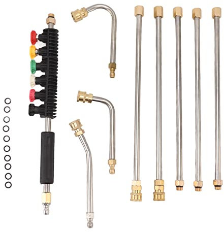 Pressure Washer Lance Extension Spray Gun Wand Lance Pressure Washer Gutter Cleaner Attachment with 6 Nozzles 1/4in Quick Connect