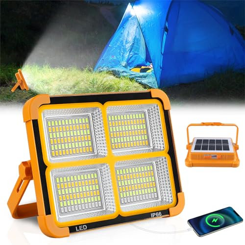CORESLUX Foco LED de construcción, con batería, portátil, 200 W, luz de trabajo LED, recargable por USB, 4 modos de luz, foco LED con batería, lámpara de obra para emergencias, camping, garaje