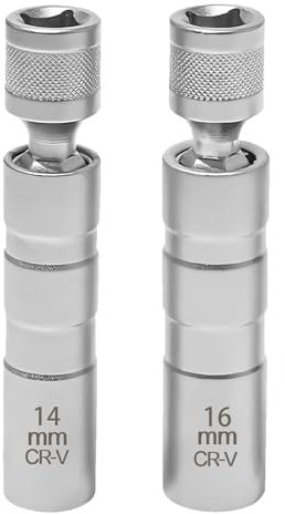 2 Stück Zündkerzenschlüssel 14 Mm/16mm, Magnet Universal Flexibel Zündkerzenschlüssel, Zündkerzen Entferner Kit, 3/8 Zoll Zündkerzen Nuss, Magnetisch Zündkerzenstecker, Spezialwerkzeug für Autos