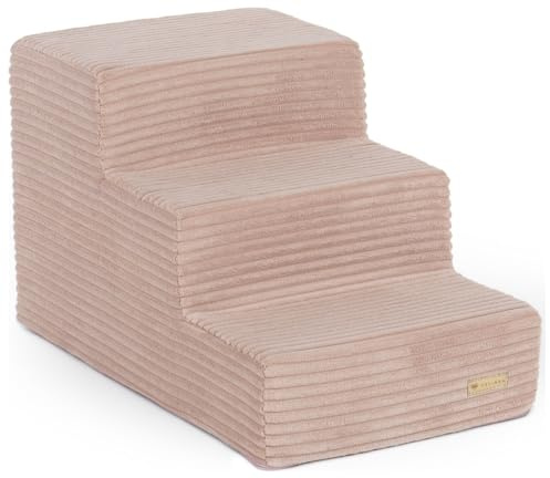 Escaleras para Perros y Gatos, de Espuma, 3 peldaños, peldaños, adiestramiento (Color: Rosa Claro (Pana))