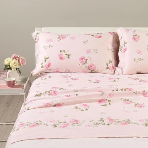 Caleffi Komplett lakan Flory flanell (rosa, dubbel)
