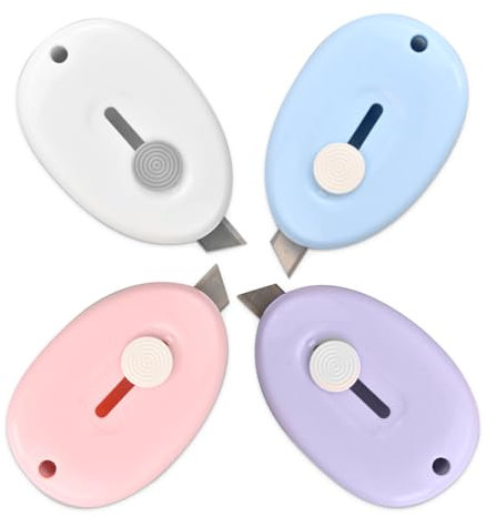 4 Pezzi Taglierino Piccolo, Mini Tagliacarte, Tagliabuste in Plastica Sicuro ed Efficiente Strumento Apriposta, Mini Portatile Coltello Da Taglio per Taglio della Carta e Artigianato Fai da te
