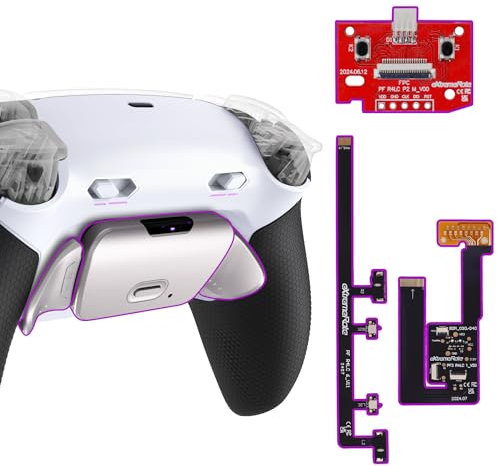 eXtremeRate Paddles RMB Back RISE Plus MAX Kit with Clicky Trigger Stops & Rubberized Grip for PS5 Controller BDM-030 040 050, Remappable Real Metal Back Buttons Kit for PS5 Controller – White Black