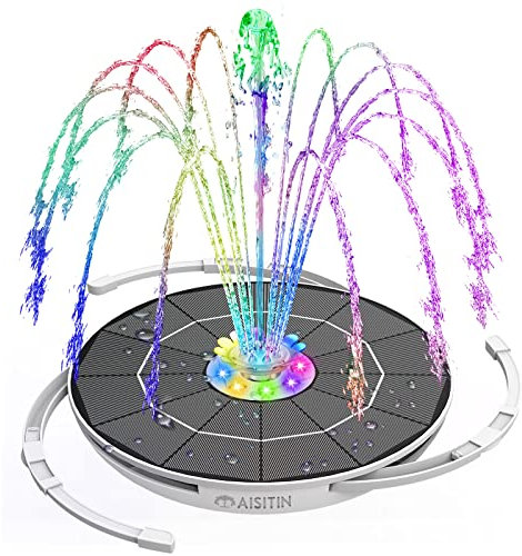 AISITIN 6.5W Solar Water Fountain with 3000mAh Battery