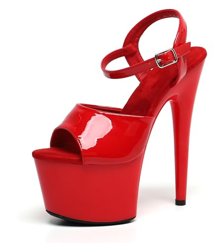 WUXIN H&P Women's 7 in Platform Sandal Heels Ankle-Strap Sexy,7 in Pole Dance High Heel Platform,17 cm Exotic Platform Pole Dancer Heels Shoes Stiletto US 9