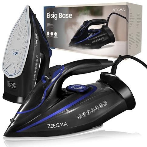 ZEEGMA EISIG BASE Plancha con Cable 3100 W con Revestimiento Cerámico, Planchado a Vapor y en Seco, Salida de Vapor de hasta 40 g/min, Depósito de 320 ml Autolimpieza, Anti-Drip y Anti-Calc