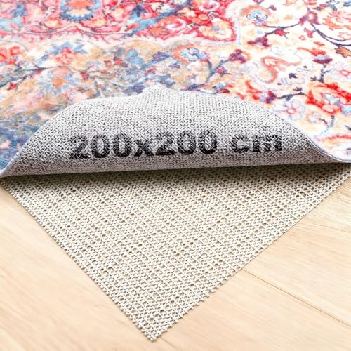 LOPYXBR 2 stycken halkfria mattor för matta, 200 x 200 cm PVC-matta, halksäkert underlag, halkfri matta för lådor, vit mattunderlägg, halkfri för bricka