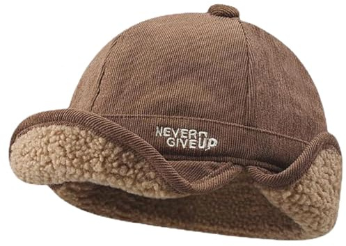 NLAND Gorro Invierno Hombre con Orejeras Gorras Docker | Retro Hombre Unisex Borde Enrollado Sombreros Suave Cálido Grueso Resistente al Viento Forro Polar