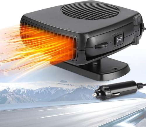 WEQNGIU Calentador de coche portátil de 12 V 200 W para coche, 2 en 1, calefactor de coche enchufable para encendedor de cigarrillos, dispositivo de mano para descongelante de parabrisas para coche