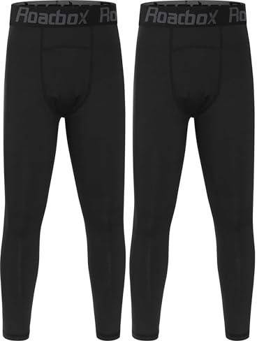 Roadbox Thermoleggings Jungen 2er-Pack, Thermohose für Fußball und Schule | Schnelltrocknend, Atmungsaktiv, 4-Wege-Stretch, Weiches Innenfleece, Flatlock-Nähte, Elastischer Bund, Für Ski Und Outdoor