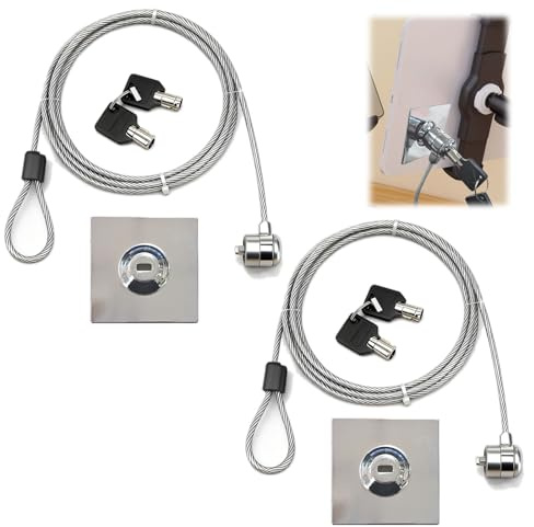 Candado de Seguridad para Portátiles con Cable de Acero de 2m y Llave, Compatible con Computadoras, Smartphones y Tabletas, Protección Antirrobo para Dispositivos Electrónicos (2)