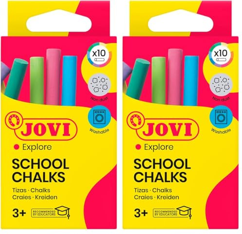 Jovi - Craies CLASSCOLOR, Boîte de 10 unités, Couleurs Assorties, Elles ne produisent Pas de poussière, Facile à Effacer et très résistante, sans Gluten (1020) (Lot de 2)