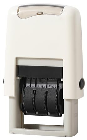 Garosa Självfärgande Datumstämpel Justerbar Engelsk Datumstämpel med 25x2,8 Mm Tydligt Avtryck för Kontorsdokumenthantverk (WHITE)