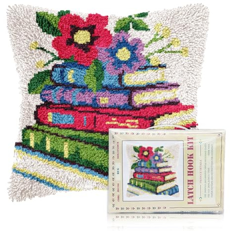 FREEBLOSS Juegos de cojines de anudado, libros y fundas de almohada con estampado de flores, juegos de cojines para principiantes y adultos, fundas de cojín hechas a mano, fundas de cojín para sofá