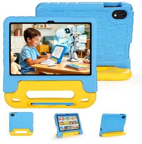 SUMTAB Tablette Enfant 10 Pouces – Android 15, 30 Go RAM 128 Go ROM (Extensible Jusqu’à 2 to), Contrôle Parental, Écran IPS HD, Certifiée GMS, WiFi 6, Coque Antichoc en EVA et Stylet Inclus
