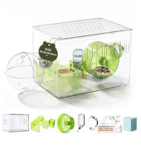Biigdan 360° Panoramique Ventilation Cage Hamster avec 7 Accessoires