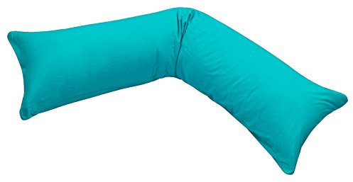 PremiumShop321 2er-Set Jersey Qualitäts Kissenbezug Kissenhülle für Seitenschläferkissen 100% Baumwolle mit Reißverschluss in 18 Farben (Petrol, 40x200 cm)