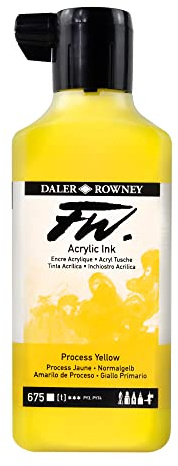 Daler-Rowney FW Acrylic Ink, Plastic Bottle, 6.09oz - 180 ml, Process Yellow