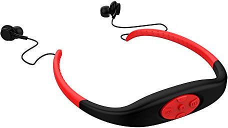 Hipipooo waterproof MP3 Bluetooth headset, 8gb music player/FM radio headset for swimming, diving and underwater sports