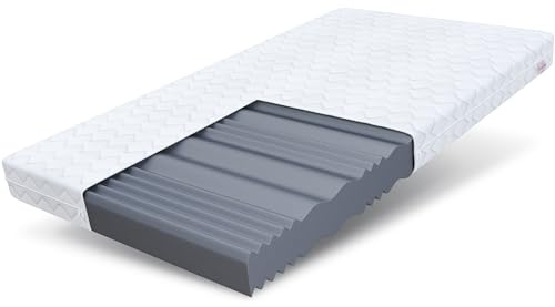 FDM Materasso in schiuma Comfort Plus 120x200 Materasso a 7 zone differenziate in schiuma Rigidità H3 Altezza 16 cm Oeko-Tex adatto a chi soffre di allergie Rivestimento sfoderabile e lavabile bianco