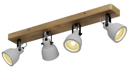 Lindby Foco Mitis (Industrial) en Marrón hecho de Madera e.o. para Salón & Comedor (4 llamas, GU10) foco empotrado lámpara techo pared