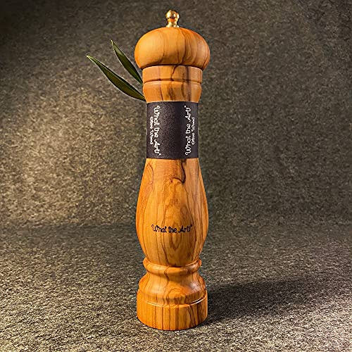 What The Art!® Olive Wood «Le Moulin» L | Olive Wood Salt & Pepper Mill + Gift | ↑ 23 x Ø 5-6 cm