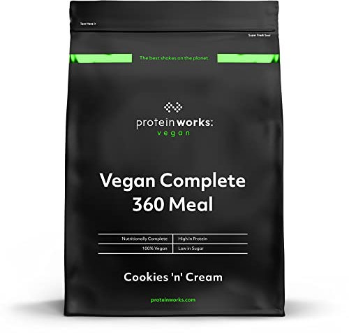 Protein Works - Vegan Complete 360 Meal, Award-Winning Meal Replacement, Tri-Protein Blend, Premium Plant-Based Ingredients, Essential Vitamins & Minerals, Cookies 'n' Cream, 10 Meals, 1kg