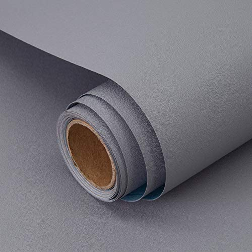 Decoroom Sticky Back Plastic Grey Self Adhesive Paper 60X500cm Peel and Stick Wallpaper Vinyl Film Roll Covering Wardrobes Drawers Bedroom Living Room Removable DIY Refurbished Furniture Stickers