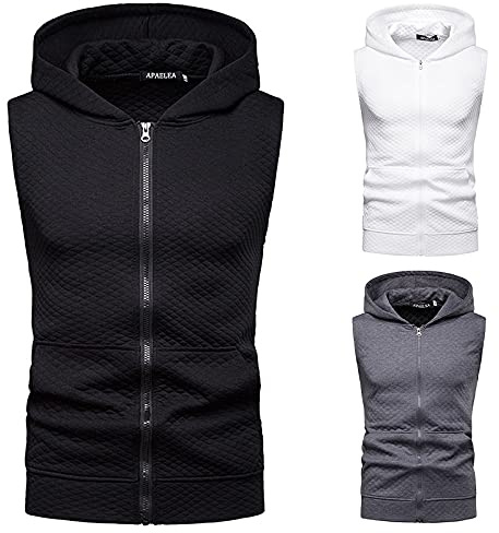 APAELEA Deportes Sudadera Sin Mangas Chalecos para Hombre Gimnasio Deportiva Ropa Tank Tops con Capucha