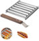 Hot Dog Roller Edelstahl Wurstroller Rack,Hot Dog Maker mit extra langem Holzgriff,BBQ Hot Dog Griller Max 5 Hot Dog Kapazität für gleichmäßig gekochte Hot Dog