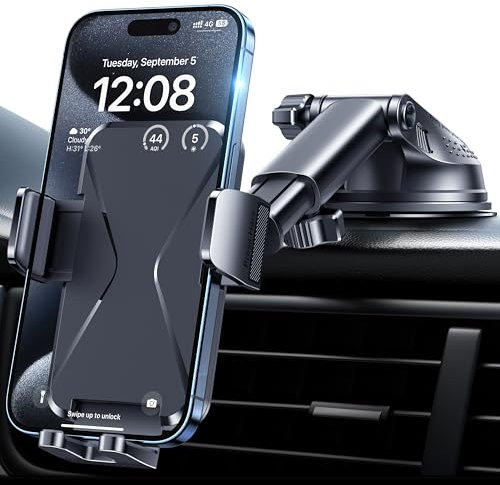 BIPOPIBO Support Telephone Voiture [Super Ventouse] Porte Telephone Voiture Ventouse Accessoire Voiture Rotatif à 360 degrés Accroche Voiture Pare-Brise Tableau de Bord pour Accessoires auto Figurines