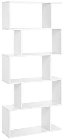 VASAGLE Bookshelves, 5-Tier Bookcase, Room Divider, Cube Display Shelf, Freestanding Storage Shelf, Modern Style, for Living room, Bedroom, Office, White LBC62WT