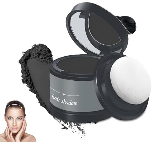 Ansatzpuder,Haaransatz Puder,Haarpuder Haar Concealer,Haarpuder Haaransatz Volumen,Haarverdichtung Hair Styling Powder,Haarpuder für Ausbesserung der Wurzeln für Frauen und Männer (Schwarz)
