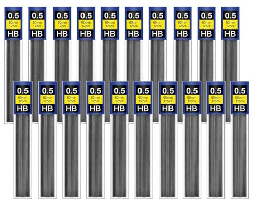 Paicreate Bleistiftminen 0,5 mm HB 240 Stück bruchsichere Minen, hochwertige HB Minenersatz für Druckbleistifte, ideal zum Schreiben, Zeichnen und für Hausaufgaben, bruchfest und zuverlässig (0,5 mm)