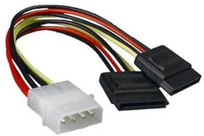 PRENDELUZ Cavo SATA di alimentazione da 5,25 (Molex 4pin) a 2X SATA/H, 20 cm, ideale per collegare dispositivi di archiviazione su PC e server.