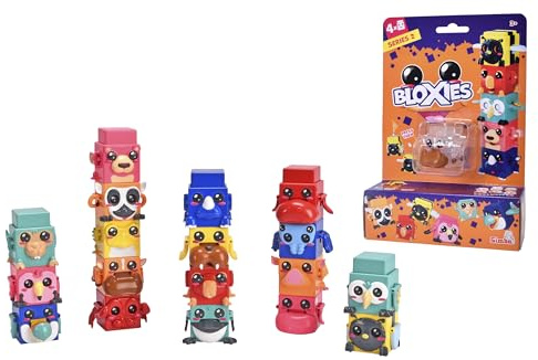 Simba Toys Bloxies Figura Serie II (4 Pezzi) - Animali da impilare e Collezionare, Divertente Effetto Movimento, 4,5 cm, Scelta Casuale, Giocattolo dai 3 Anni in su