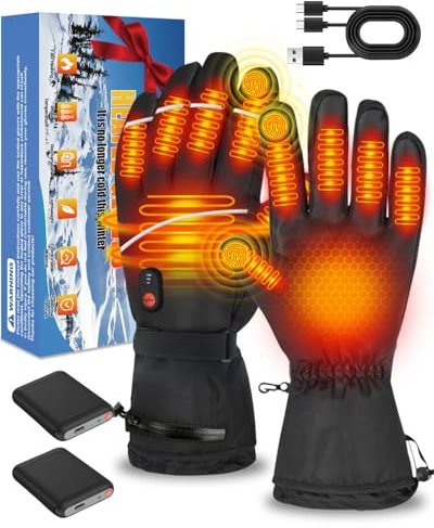Zumhigh Heated Gloves for Men & Women, 2025 Rechargeable Electric Gloves with 3 Heat Levels, Waterproof Windproof Winter Gloves for Skiing, Motorcycle, Cycling, Outdoor Gifts (XL)