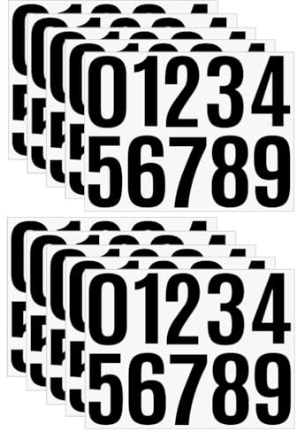 100 adesivi numerici, 10 fogli grandi di adesivi numerici neri, da 0 a 9, autoadesivi, impermeabili, adatti per cassette postali e targhette con numeri civici.