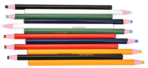 Pssopp Matita per Segni di Cucito a Taglio Libero, Matita Bianca su Misura per Marcare Tessuti, Set di Pastelli da 12 Pezzi per Cucire e Tracciare