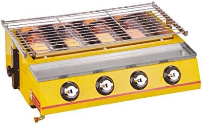 BBQ Grill bärbar LPG gasgrill med 4 brännare och glasskydd för utomhusgrill